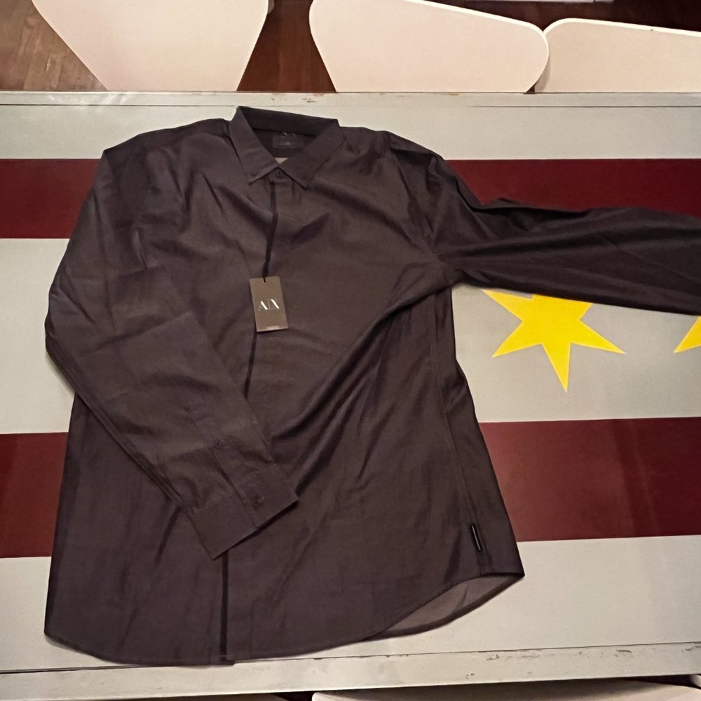 Armani Exchange Dark Grey Button Down Shirt